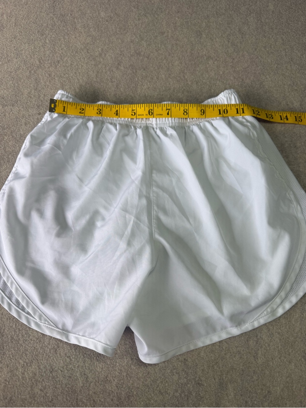 Nike White Women's Athletic Shorts with Subtle Gray Swoosh - Picture 3 of 8